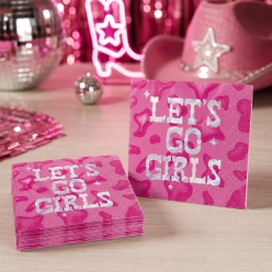 Cowgirl Disco Let's Go Girls Metallic Lunch Napkins 16pk
